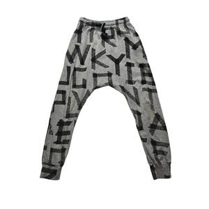 Nununu Baggy Pants Graphic Gray Black Kids 10-11 Streetwear